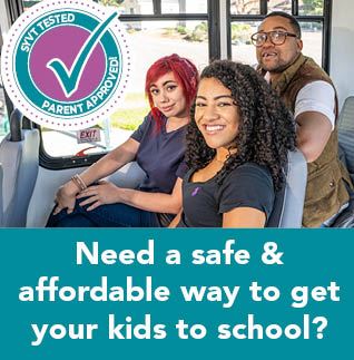 Students on a SYVT bus. Title that says 